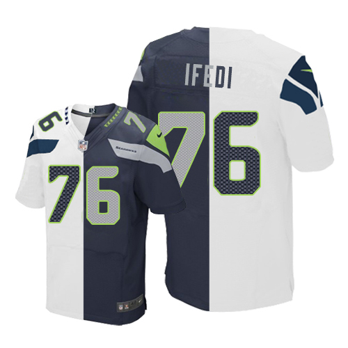 Men's Limited Germain Ifedi Nike Jersey Navy/White - #76 Split Fashion NFL Seattle Seahawks